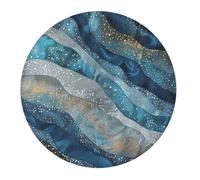 Tappetino per Mouse da Gioco Watercolor Water Ripples Lines And Dots Blue Tappetino Mouse Confortevole Base Antiscivolo in Gomma Mousepad, per Scrivania, Ufficio, Gaming, 20cm