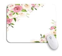 Tappetino per Mouse da Gioco Wedding Pink And White Green Leaves Flower Ivory Tappetini Mouse Personalizzato Lavabile Sottomano, per Ufficio, Casa, 25 x 30cm