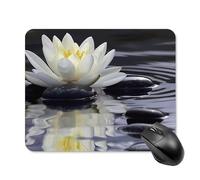 Tappetino per Mouse da Gioco White Lotuses And Black Zen Stones Tappetini Mouse Impermeabile Facile da Pulire Mousepad Forma Rettangolare, per Scrivania, Gaming Mouse, Laptop, 25x30cm