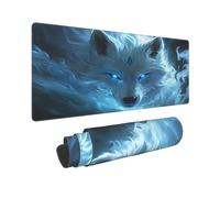 Tappetino per mouse da gioco White Wolf XXL 31,5 x 12 pollici, tappetino da scrivania esteso per tastiera e mouse, base in gomma antiscivolo, tappetino per mouse con bordi cuciti impermeabile per com