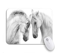 Tappetino Per Mouse Da Gioco Wild Couple Of Beautiful White Horses High Key Animal Tappetino Mouse Gaming Antipolvere Facile Da Pulire Tappetino Mouse Piccolo, Per Laptop, Scrivania, 25 x 30cm