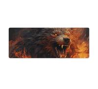 Tappetino per mouse da gioco Wild Wolf in The Fire, grande, esteso, con base in gomma antiscivolo, per ufficio, gioco, casa, 30x80 cm