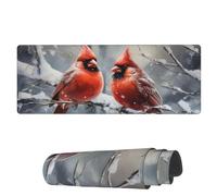 Tappetino per Mouse da Gioco Winter Red Birds Snow Branch Tappetino Mouse Gaming Impermeabile Mousepad Forma Rettangolare, per Casa, Ufficio, Gaming Mouse, 80x30cm