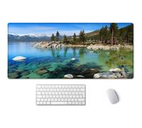 Tappetino per mouse da gioco XXL 35,5x15,7", base antiscivolo, bordo cucito, compatibile con tutti i mouse - Lake Tahoe