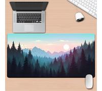Tappetino per Mouse da Gioco XXL 900x300x3 mm, Desk Pad Grande con Bordi Cuciti, Base in Gomma Antiscivolo, Accessorio per Ufficio e PC (Tramonto Nella Foresta)