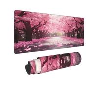 Tappetino per mouse da gioco XXL Cherry Blossoms 31,5 x 12 pollici, tappetino da scrivania esteso per tastiera e mouse, base in gomma antiscivolo, tappetino per mouse con bordi cuciti impermeabile pe