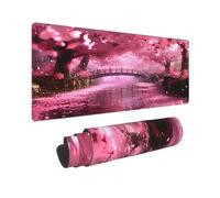 Tappetino per mouse da gioco XXL Cherry Blossoms 31,5 x 12 pollici, tappetino da scrivania esteso per tastiera e mouse, base in gomma antiscivolo, tappetino per mouse con bordi cuciti impermeabile pe