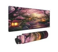 Tappetino per mouse da gioco XXL Cherry Blossoms 31,5 x 12 pollici, tappetino da scrivania esteso per tastiera e mouse, base in gomma antiscivolo, tappetino per mouse con bordi cuciti impermeabile pe