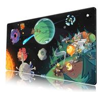 Tappetino per mouse da gioco XXL con design spaziale e pianeta, simpatico tappetino da scrivania anime, grande tastiera e tappetino per mouse, 80 x 40 cm, base in gomma antiscivolo e bordi cuciti,