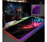 Tappetino per mouse da gioco, XXL, esteso, grande, a LED, 9 luci statiche + 3 luci dinamiche, base in gomma antiscivolo, tappetino speciale per il mouse, lavabile, motivo: sinfonia astratta 800 x 300