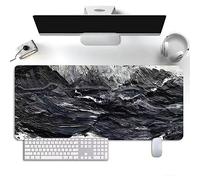 Tappetino per Mouse da Gioco - XXL Gaming Tappetino Extra Grande 800x400mm Lavabile - Mousepad con Base in Gomma Antiscivolo - Tappetino Scrivania per Tastiera Ufficio PC - Scenario Bianco Nero