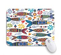 Tappetino per Mouse da Gioco Yellow Bright And Amazing Portugal Pattern of Ornamental Sardines Sottomano Confortevole Portatile Tappetino Mouse Gaming, per Ufficio, Computer, 25 x 30cm