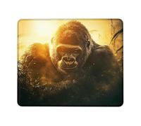 Tappetino per mouse da scrivania a tema animali selvatici della giungla con gorilla, antiscivolo, lavabile, per computer da casa e ufficio, computer portatile, quadrato, 20,3 x 25,4 cm