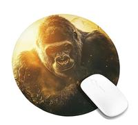 Tappetino per mouse da scrivania a tema animali selvatici della giungla con gorilla, antiscivolo, lavabile, per computer da casa e ufficio, laptop, rotondo, 20,3 x 20,3 cm