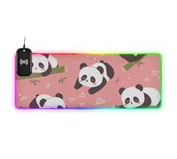 Tappetino per mouse da scrivania con disegno di panda in bambù, carino, caricamento luminoso, 89,9 x 39,9 cm, tappetino per mouse da gioco