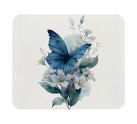 Tappetino per mouse da scrivania con farfalla blu con fiori e fogliame verde salvia, tappetino per mouse da scrivania per laptop e computer, base in gomma antiscivolo, tappetino per mouse wireless per