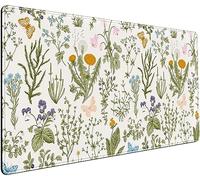 Tappetino per mouse da scrivania con fiori secchi pressati e secchi, tappetino per mouse neutro beige verde salvia XXL grande tappetino per mouse da gioco esteso tappetino da scrivania 80 x 40 cm,