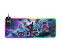 Tappetino per mouse da scrivania con gatto fluorescente al neon, ricaricabile, grande, non lavabile, 89,9 x 40 cm