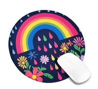 Tappetino per mouse da scrivania con motivo floreale arcobaleno, design con petali colorati e gocce, tappetino per mouse in gomma antiscivolo lavabile, tappetino per mouse da gioco per casa, ufficio e