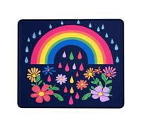 Tappetino per mouse da scrivania con motivo floreale arcobaleno, design con petali colorati e gocce, tappetino per mouse in gomma antiscivolo lavabile, tappetino per mouse da gioco per computer