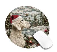 Tappetino per mouse da scrivania con ritratto di cane natalizio, decorazione natalizia con bordo cucito, antiscivolo, lavabile, tappetino per mouse da gioco per casa e ufficio, computer portatile