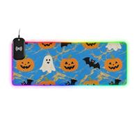 Tappetino per mouse da scrivania con scritta "The Terrifying Blue Halloween Ghost Bat Wirel Charging Glowing Big Mouse pad for Desk Smooth Travel 89,9 x 40,6"