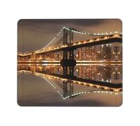 Tappetino per mouse da scrivania con stampa notturna di New York Manhattan Bridge Tappetino per mouse da gioco per ufficio e gioco 20,1 x 24,1 cm