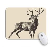 Tappetino Per Mouse Dear Deer Engraving Vintage Sketch Hunting Drawing Buck Hipster Tappetino Per Il Mouse Antiscivolo Impermeabile Facile Da Pulire Sottomano, Per Gioco, Gaming Mouse, 25 x 30cm