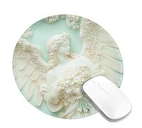 Tappetino per mouse decorativo con angelo con fiori, verde menta, design vintage, ideale per primavera e Pasqua, elegante accessorio per casa e ufficio, superficie antiscivolo per gioco e lavoro