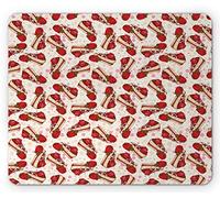 Tappetino per Mouse Dessert Bakery Goods Pattern of Delicious Strawberry Cheesecake Slices On Polka Dots Tappetino Mouse Pad Confortevole Mousepad Forma Rettangolare, per Laptop, 25x30cm
