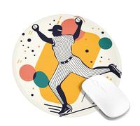 Tappetino per mouse dinamico con brocca da baseball, design nero e bianco con elementi retrò colorati, perfetto per gli amanti dello sport in qualsiasi stagione, tappetino per mouse antiscivolo per