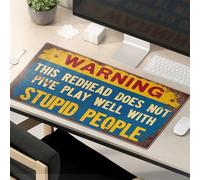 Tappetino per mouse divertente per il lavoro Attenzione: la testa rossa non va d'accordo con persone stupide. Tappetino per mouse tappetino per scrivania grande divertente