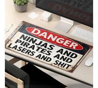 Tappetino per mouse divertente per il lavoro Pericolo: Ninja, pirati, laser e . Tappetino per mouse grande e divertente