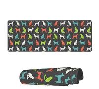 Tappetino Per Mouse Dog And Cat Colorful Silhouette Tappetino Mouse Gaming Antipolvere Sottomano, Per Casa, Scrivania, Laptop, 80x30cm