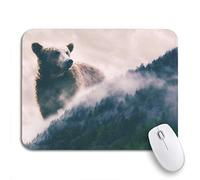 Tappetino Per Mouse Double Exposure Abstract Of Nature Wild Watch Bear Mousepad Forma Rettangolare Base Antiscivolo In Gomma Confortevole Tappetino Mouse, Per Computer, Laptop, 25 x 30cm