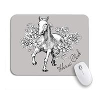 Tappetino Per Mouse Drawing Horse Black White Sketch Flower Vintage Equestrian Animal Tappetino Mouse Antipolvere Facile Da Pulire Mousepad Forma Rettangolare, Per Computer, Laptop, 25 x 30cm