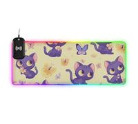 Tappetino per mouse e tastiera con disegno di gatto e farfalle, colore viola, non lavabile, 89,9 x 39,9 cm, tappetino per mouse da gioco