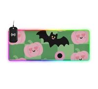 Tappetino per mouse e tastiera, motivo zucca di Halloween, colore rosa, con filo metallico, ricaricabile, grande, da viaggio, 89,9 x 39,9 cm