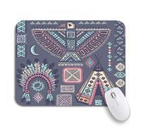 Tappetino per Mouse Eagle Vintage Tribal Native American of Symbols Aztec Pattern Mousepad Forma Rettangolare Confortevole Base Antiscivolo in Gomma Sottomano, per Scrivania, Laptop, 25 x 30cm