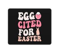 Tappetino per Mouse Easter Bunny Eggs Cited for Easter Mousepad Lavabile Tappetino Scrivania con Base in Gomma Antiscivolo Tappetino per Mouse da Gioco per Ufficio Gaming 25X30Cm