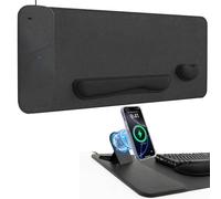 Tappetino per mouse ergonomico con caricatore wireless magnetico ad angolo di visione, ricarica rapida da 15 W, grande tappetino da scrivania (89 x 40 cm) con poggiapolsi per tastiera e mouse