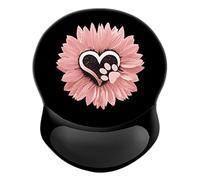 Tappetino per mouse ergonomico con supporto, comodo poggiapolsi, base antiscivolo in PU per casa, ufficio, studio, gioco (fiori rosa a cuore)