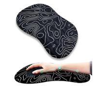 Tappetino per mouse ergonomico con supporto per il polso, design massaggiante, per alleviare il dolore al tunnel carpale, in memory foam, antiscivolo, per massaggi (contorno topografico)