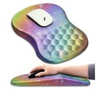 Tappetino per mouse ergonomico Hokafenle con supporto per polso e design massaggiante, poggiapolsi antidolorifico, con base in memory foam e PU a