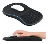 Tappetino per mouse ergonomico - Ulisem - Schiuma a memoria di forma - Base antiscivolo - Design massaggiante - Nero