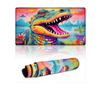 Tappetino per mouse estensibile con motivo psichedelico coccodrillo del Nilo grande 40 x 75 cm con base antiscivolo per computer portatile ufficio e casa