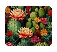 Tappetino per mouse, estetico con fiori di cactus seamless-22, lavabile, base in gomma antiscivolo, tappetino per mouse da gioco spesso, per laptop, ufficio e casa, 21,1 x 24,9 cm