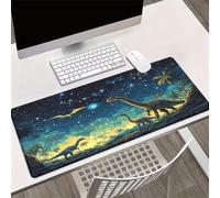 Tappetino per Mouse Extra Grande 700x300x3 mm, Dinosauri Nella Notte Stellata Tappetino Scrivania Grande Dimensioni, Bordi Rifiniti, Tappetino per Tastiera e Mouse per PC, Laptop e Postazione Gaming