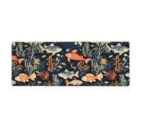 Tappetino per mouse extra large con motivo di creature del mare profondo, 30,5 x 80 cm, per ufficio, giochi e apprendimento, durevole, confortevole ed ecologico