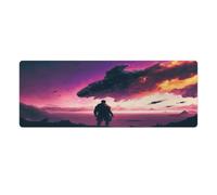 Tappetino per mouse extra large con motivo futuristico di guerra nello spazio, base in gomma antiscivolo, morbido e resistente per computer da ufficio e casa, 30x80 cm